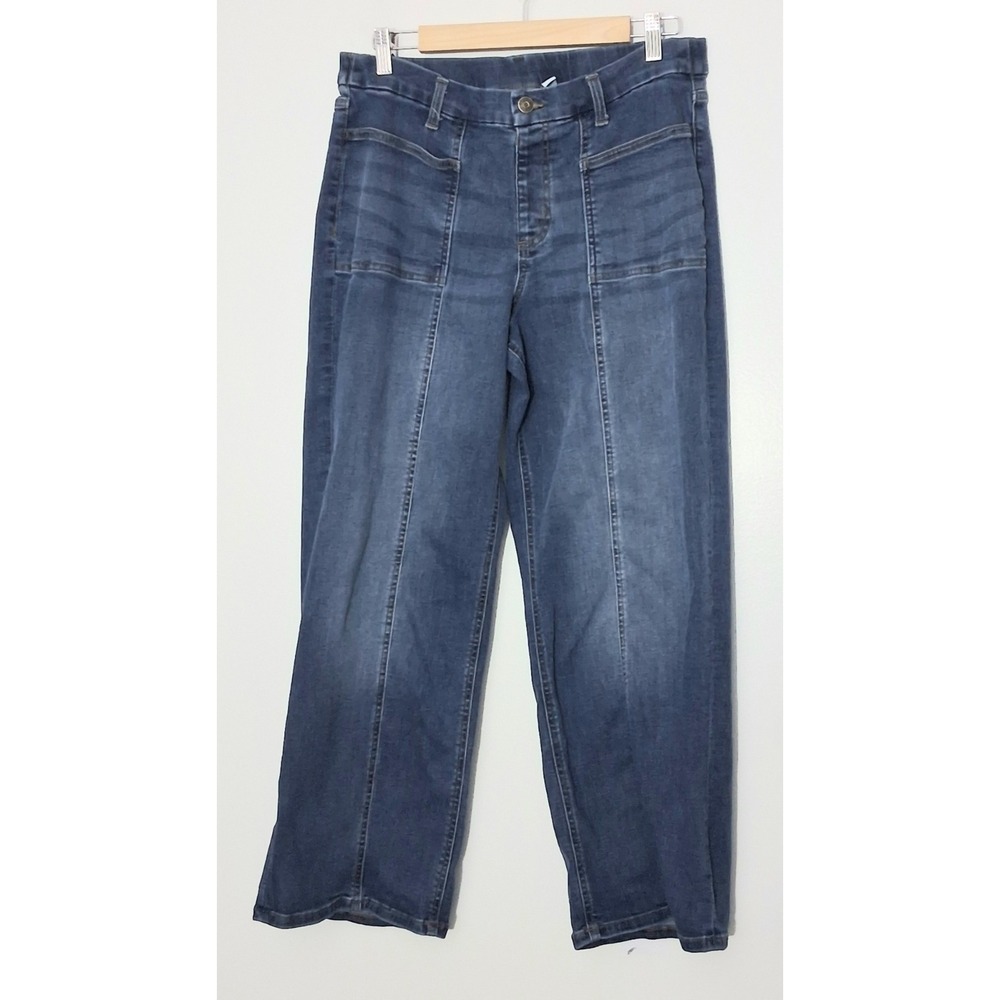 Denim & Co. Jeans Women's 12P Petite Wide Leg Blue Denim Pull-on Pockets Pre-own
